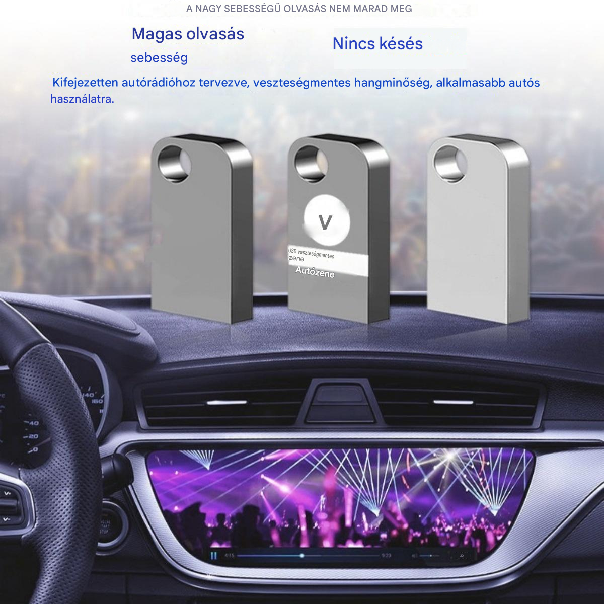 🚗🎵🎵【Zenei USB pendrive】8000 dalt, 600 videóklipet és 6D hangzást tartalmaz
