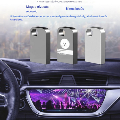 🚗🎵🎵【Zenei USB pendrive】8000 dalt, 600 videóklipet és 6D hangzást tartalmaz