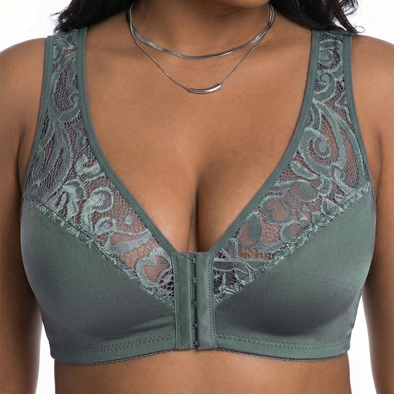 💖Minden idők legalacsonyabb ára【3 db-os szett】【L-4XL】😍🩲Push-up melltartó nagy méretben, gyönyörű csipke, push-up és áttört design, elöl kapcsos