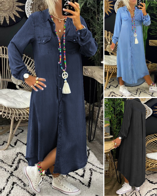 👘【50% kedvezmény 💥】【S–5XL】😍2026-ös új, nagy méretű női farmerruha