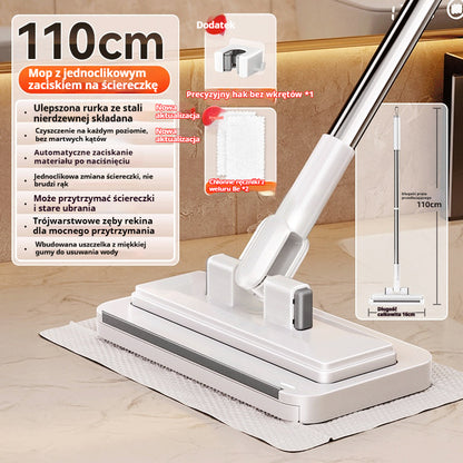 🔥【Zestaw 4】Wielofunkcyjny mop z klipsem na ściereczkę, nowy domowy mop bez potrzeby prania