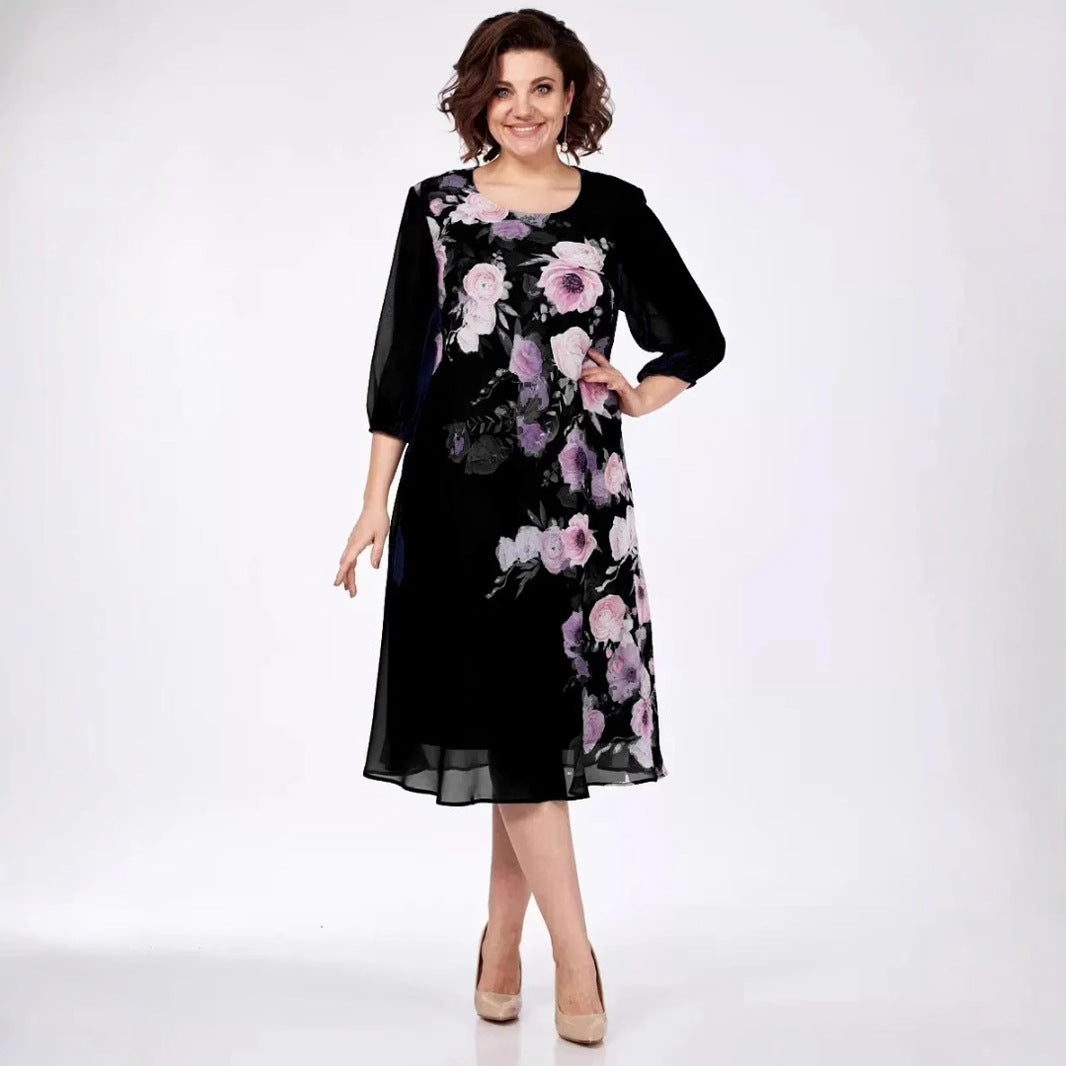 💥50% kedvezmény👗【S-5XL】❤️2026-es elegáns nyomott sifon ruha