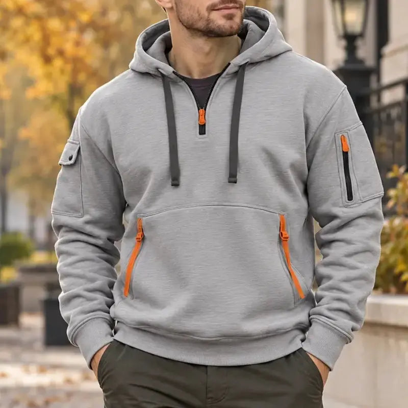 🧑【S-5XL】Prémium férfi ruházat – Bestsellerek, férfi kerek nyakú kapucnis pulóver, őszi-téli sláger