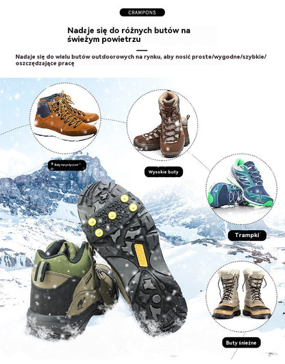 👴🚶🏔️❄️Kup 2, otrzymaj 2 gratis🔥Niewidoczne, 5-zębowe, antypoślizgowe pętle do raków, raki do użytku na zewnątrz, odpowiednie do wędrówek po śniegu, wspinaczki górskiej, wspinaczki skałkowej i zimowych powierzchni lodowych, niezbędne dla osób starszych.