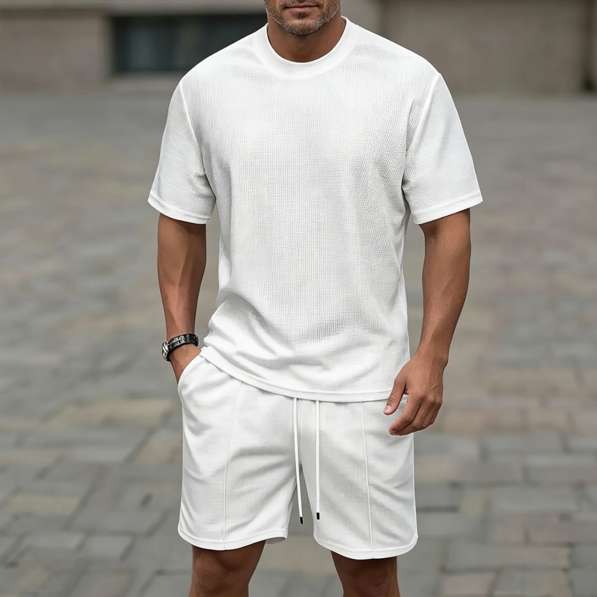 【S-3XL】Letnie, nowe, modne, szybkoschnące, oddychające, krótkie spodenki z krótkim rękawem, męskie, sportowe, 2026