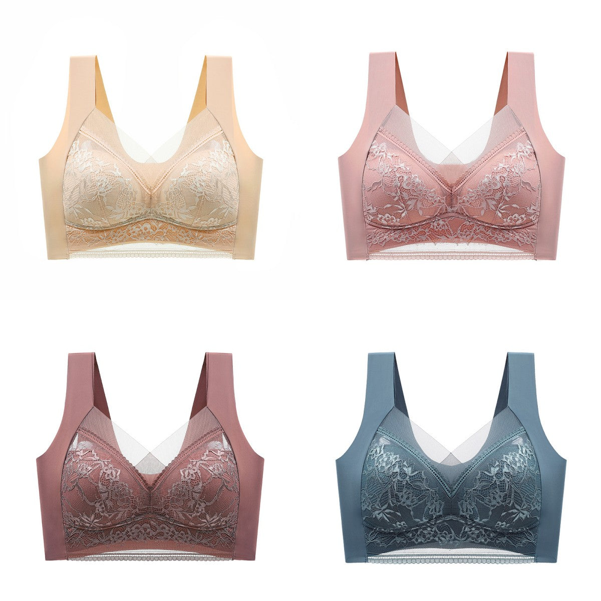 🔥【4 darabos】👙【40-110 KG】Kényelmes varrat nélküli csipke melltartó