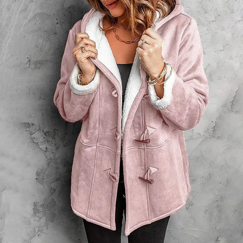 🥼🔥💖【50 % popust】[S-5XL] Modna in topla ženska jakna s kapuco iz semiša in volne