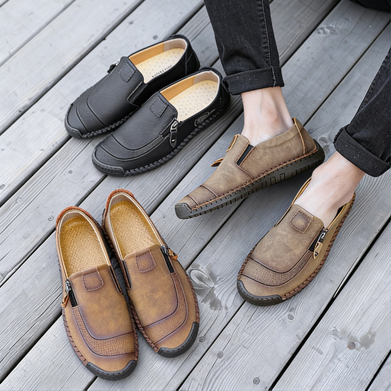 【Buty męskie sprzedają się dobrze】【38-48】2026 Nowe modne, męskie, skórzane buty casualowe z zamkiem błyskawicznym