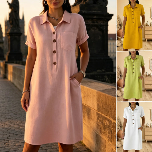 ⏳ Korlátozott ideig érvényes ajánlat! ⏰【S-3XL】Kényelmes nyári lezser ruha, karcsúsító szabással, stílusos és sokoldalú.
