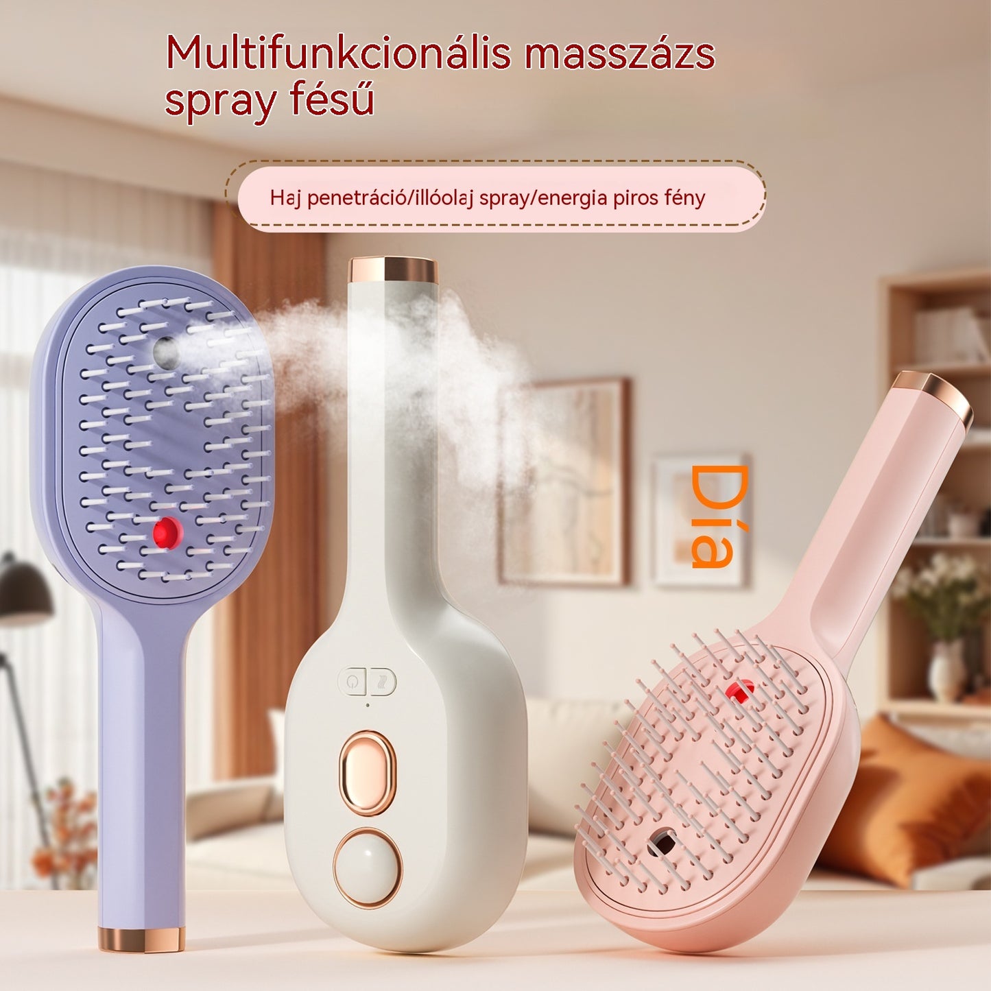 💖💨Egygombos permetező funkcióval ellátott fésű, amely hatékonyan segít megelőzni a haj gubancolódását.