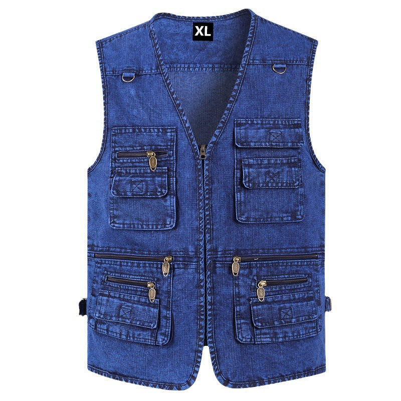 【XL-7XL】Πολυλειτουργικό, κομψό, casual τζιν γιλέκο με πολλές τσέπες