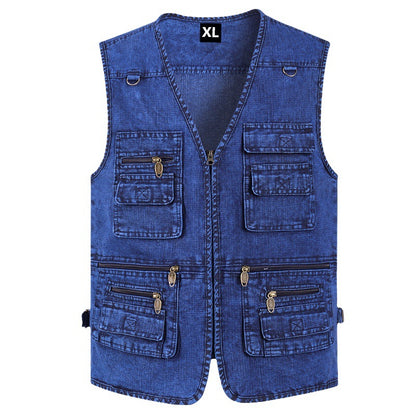 【XL-7XL】Πολυλειτουργικό, κομψό, casual τζιν γιλέκο με πολλές τσέπες