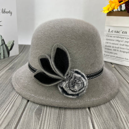 ✨✨🎀Középkorú és idősebb hölgyeknek szánt gyapjú kalap, kültéri szélálló, elegáns és könnyen kombinálható, őszi-téli