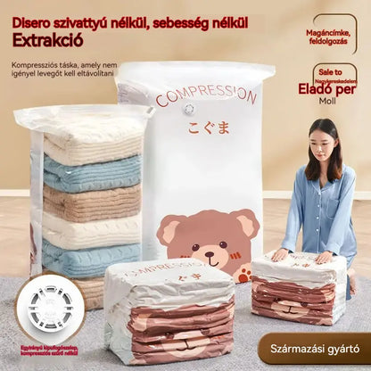 🧳【5 részes készlet】💨 Nagy méretű vákuumos kompressziós tárolótáska: nincs szükség pumpára, szivárgásmentes, ideális helytakarékos tároláshoz bőröndben és otthon ✈️