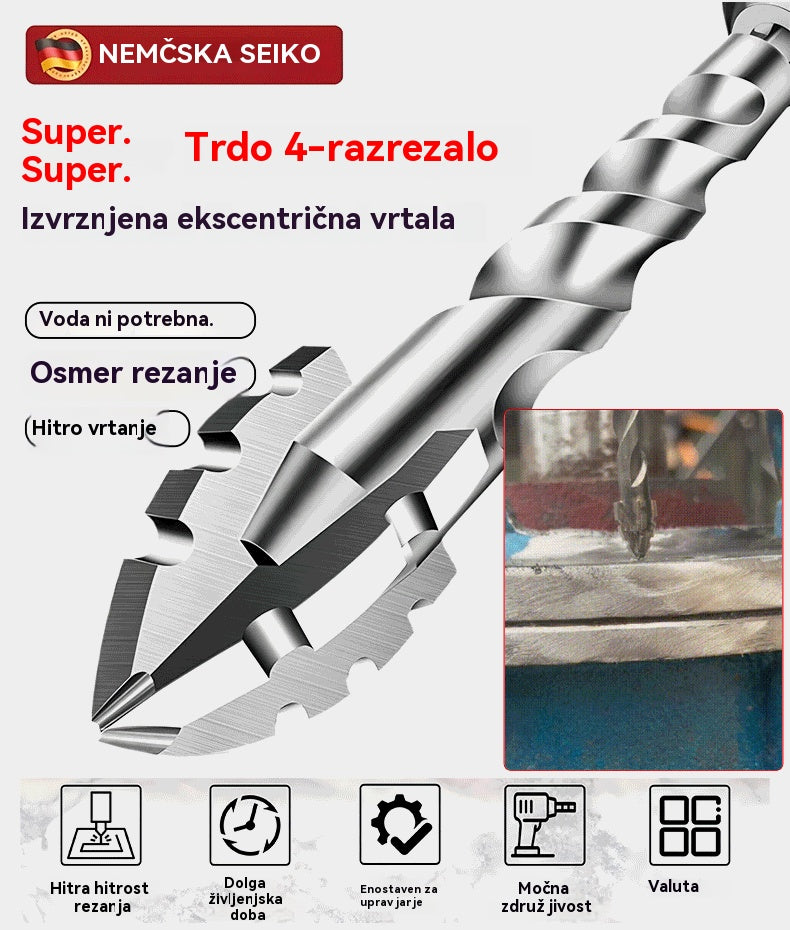 🥇【3+4+5+6+8+10+12+14+16 mm】7. generacija ekscentričnega svedra iz super trdega volframovega jekla z nazobčanim robom