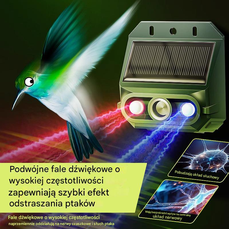 🔥Odstraszacz ptaków ultradźwiękowy zasilany energią słoneczną do użytku na zewnątrz z migającym światłem podczerwonym, z czerwoną i niebieską diodą LED-4242059