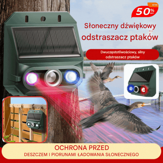 🔥Odstraszacz ptaków ultradźwiękowy zasilany energią słoneczną do użytku na zewnątrz z migającym światłem podczerwonym, z czerwoną i niebieską diodą LED-4242059