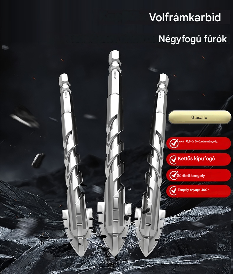 🥇【3+4+5+6+8+10+12mm】Hetedik generációs excentrikus fúrófej rendkívül kemény volfrámacélból, fogazott heggyel