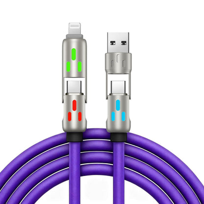 🔥【2 db 9000 Ft】🔥(2 méter hosszú) 4 az 1-ben PD 240W kábel - Gyors USB-C, Lightning és USB-A töltés, alumínium és szilikon kivitel, adatátvitel ⚡📱