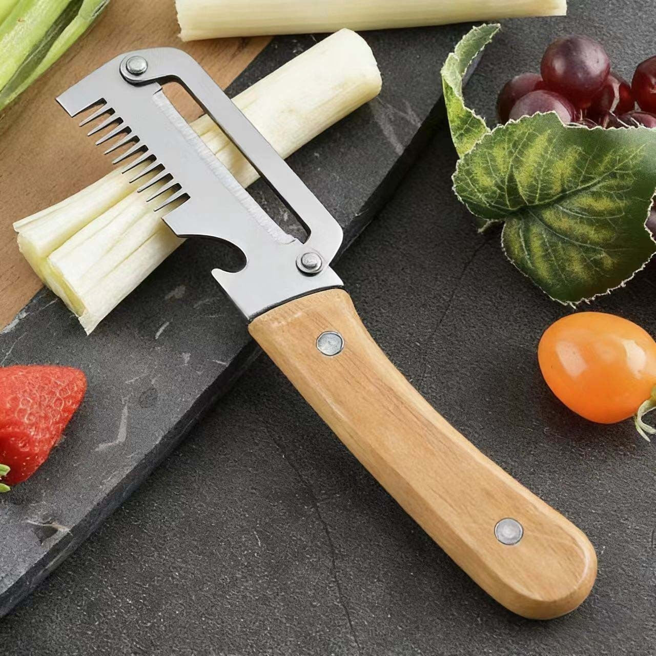 ✅【Vegyél kettőt, kettőt kapsz ingyen!】🧅🔪 3 az 1-ben többfunkciós konyhai hámozó: hámoz, vág és üvegkupakot nyit! 🔥