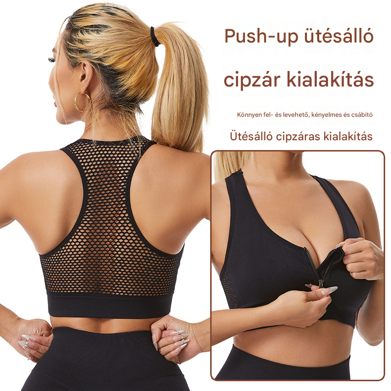 ✨【2 darabos szett】Légáteresztő, kivágott mintás, elöl cipzáras plus size melltartó❤️【47.5-112.5 kg】