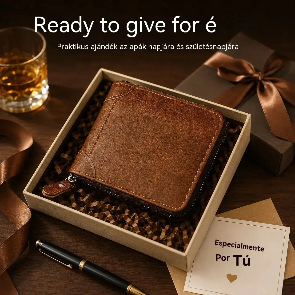 ✨【Második termék féláron】🎁Retro férfi műbőr pénztárca cipzárral, kártyatartóval/összecsukható aprópénztartóval.
