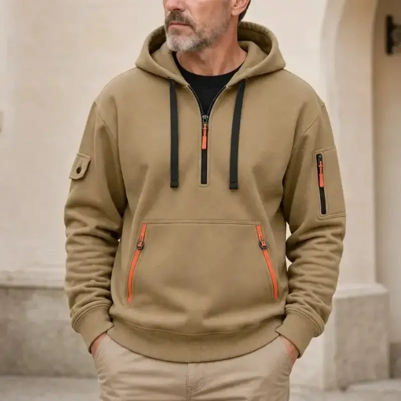 🧑【S-5XL】Prémium férfi ruházat – Bestsellerek, férfi kerek nyakú kapucnis pulóver, őszi-téli sláger