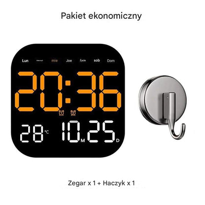 🕰️ Cyfrowy zegar do domu i biura o podwójnym zastosowaniu: Delikatnie Cię obudzi, pożegnaj się z uciążliwymi alarmami! Regulowana jasność, cicha praca w nocy. Posiada również wyświetlacz temperatury. 🌙