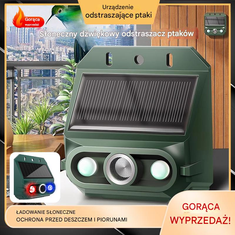 🔥Odstraszacz ptaków ultradźwiękowy zasilany energią słoneczną do użytku na zewnątrz z migającym światłem podczerwonym, z czerwoną i niebieską diodą LED-4242059