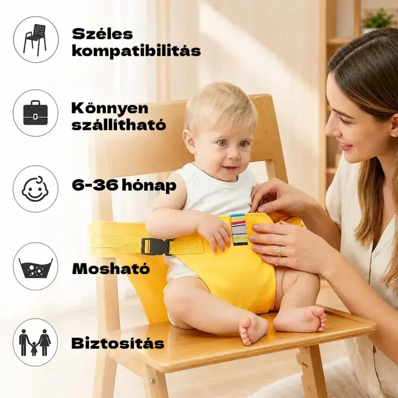 👶 Nélkülözhetetlen termék a gyermekek útközbeni etetéséhez! Biztonsági öv a hordozható etetőszékhez, egy kattintással használatra kész, esésvédelemmel! ✨🎒-4348695