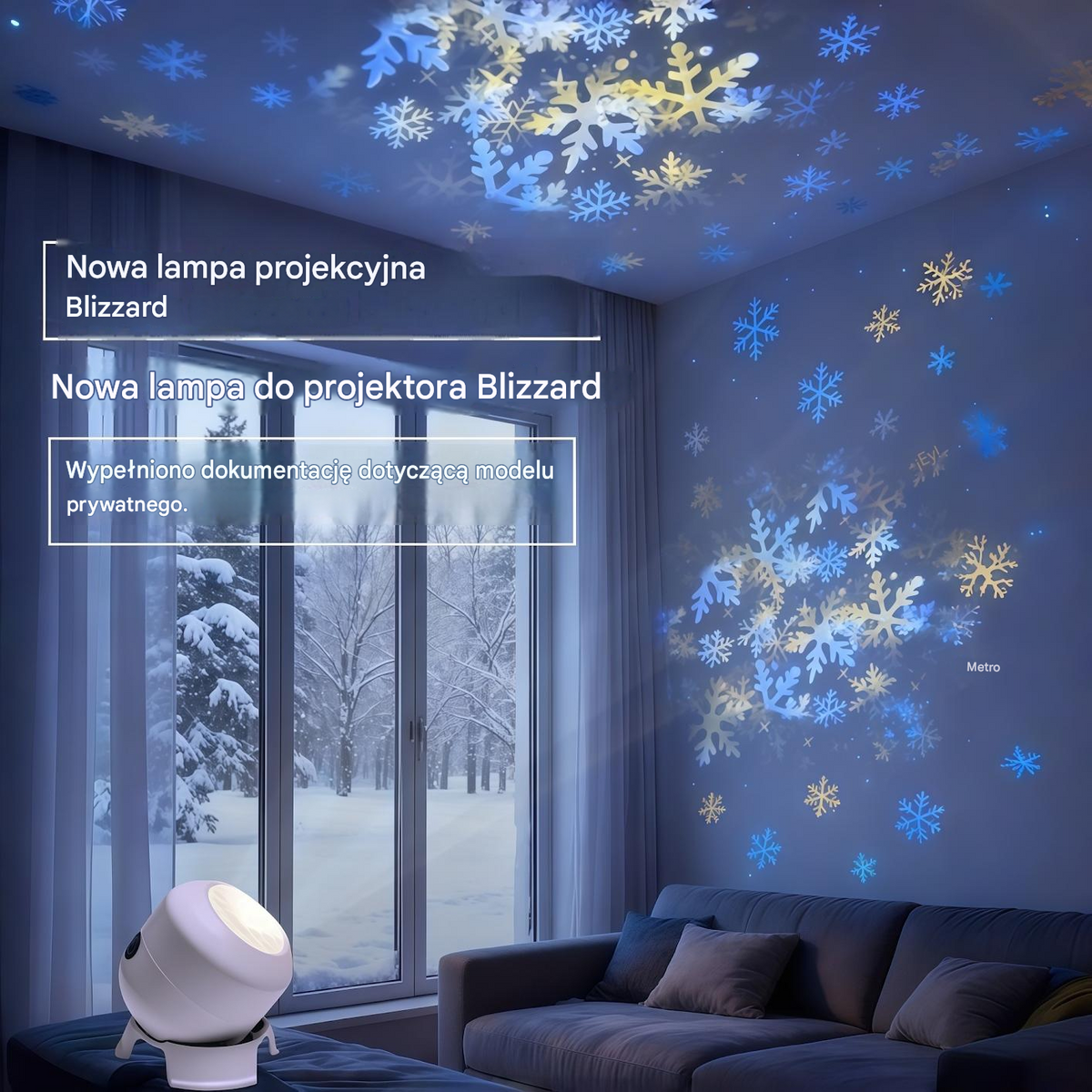 Dynamiczny, obrotowy projektor LED