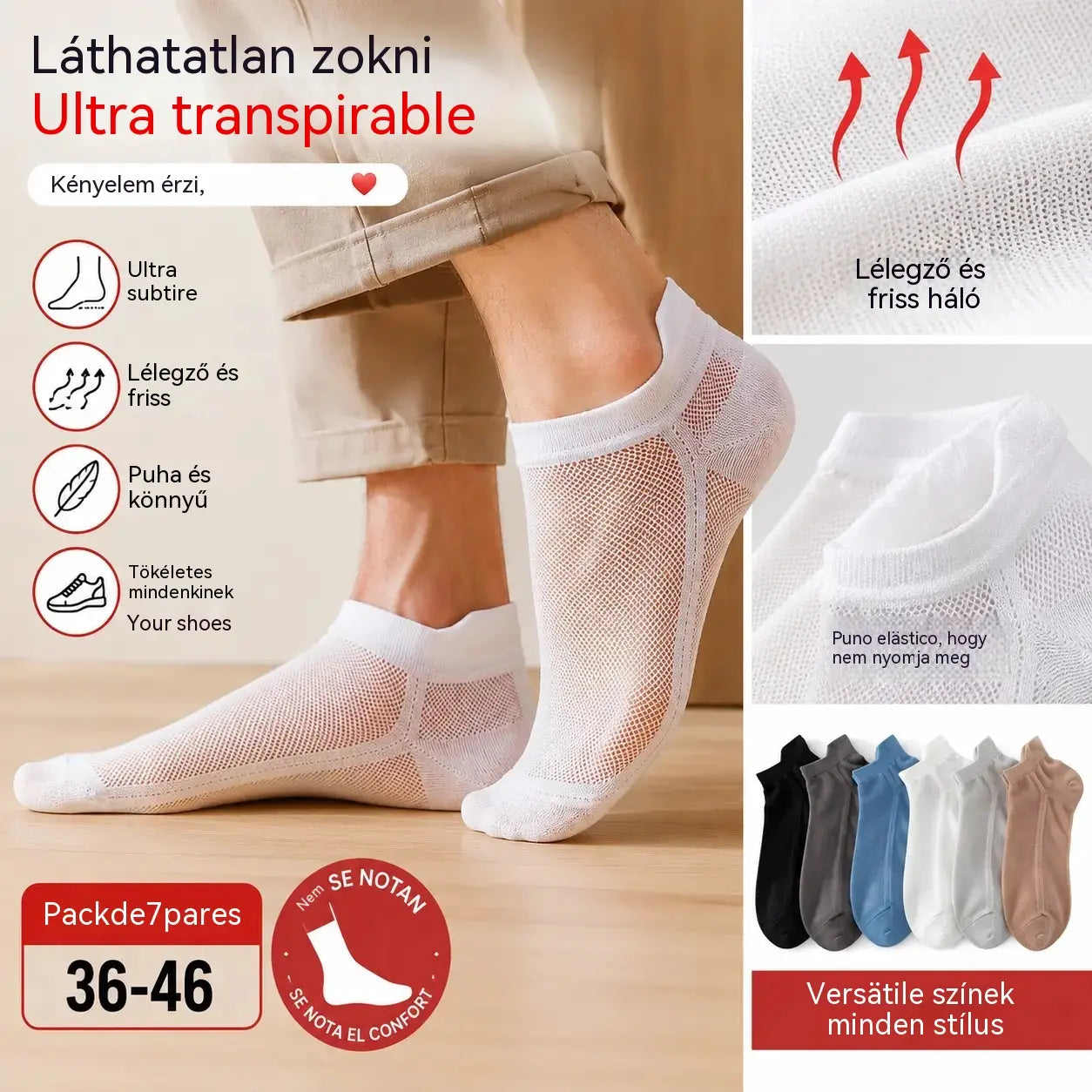 🔥【🔥10 pár】Légáteresztő, antibakteriális és szagtalanító férfi üzleti zokni【36-46-os méret】