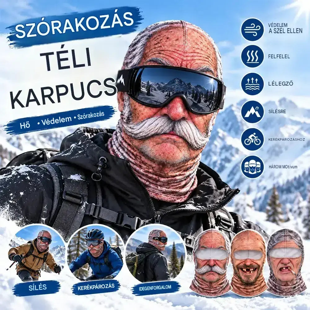 🔥😎 Vidám, 3D-s, meleg arcmaszk téli szabadtéri sportokhoz