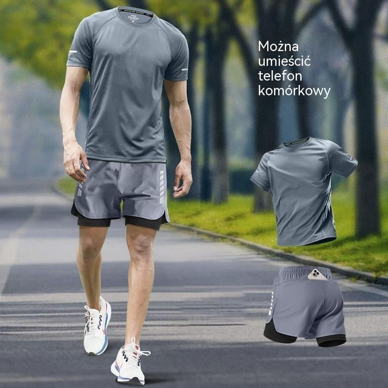 【S-5XL】Letni, nowy, szybkoschnący, sportowy kombinezon z krótkim rękawem z lodowego jedwabiu z 2026 r., odpowiedni do biegania i fitnessu