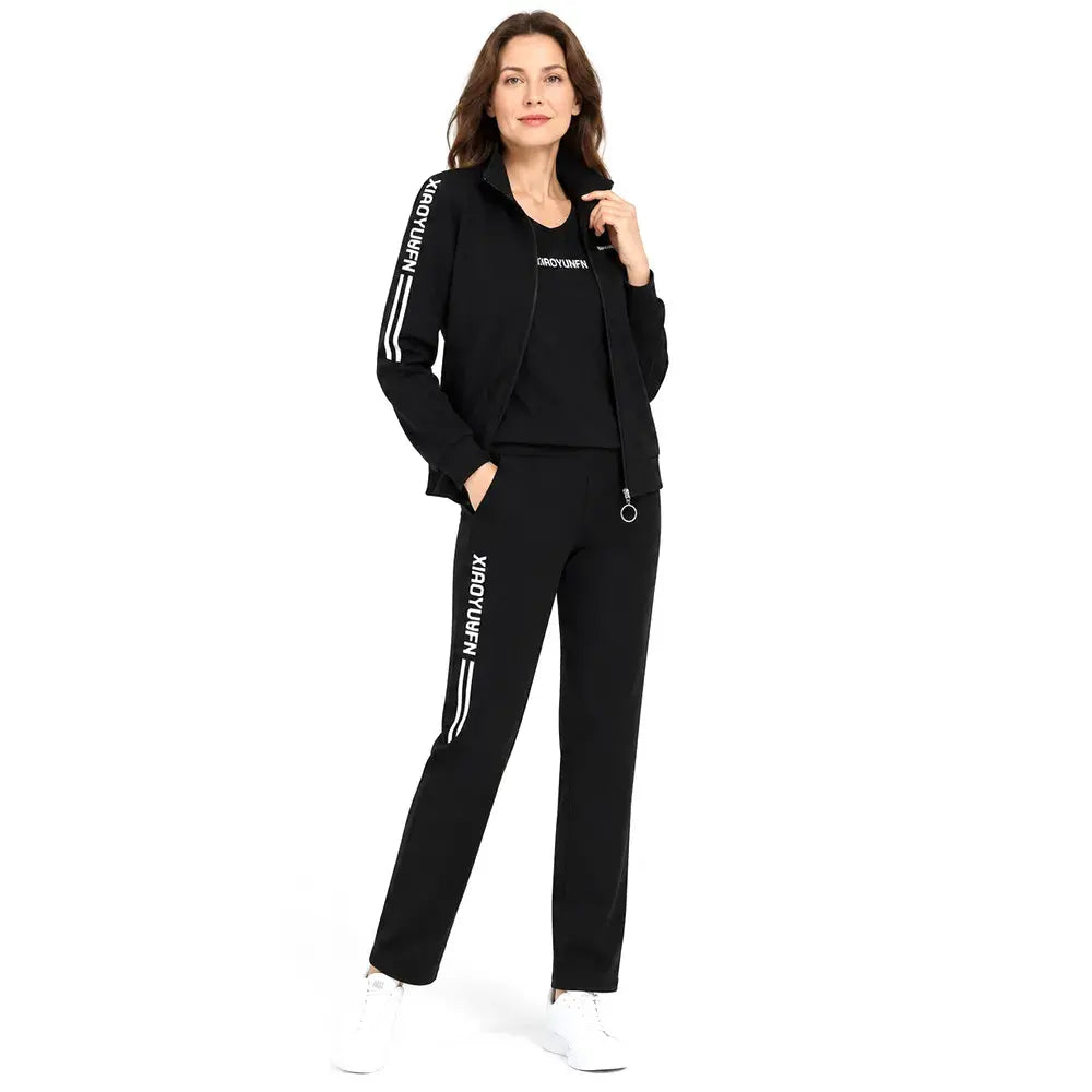 🌸 Elegancia és maximális kényelem! Elegáns 3 részes női szabadidőruha (cipzáras dzseki + póló + nadrág / Méretek: M–6XL)! ✨