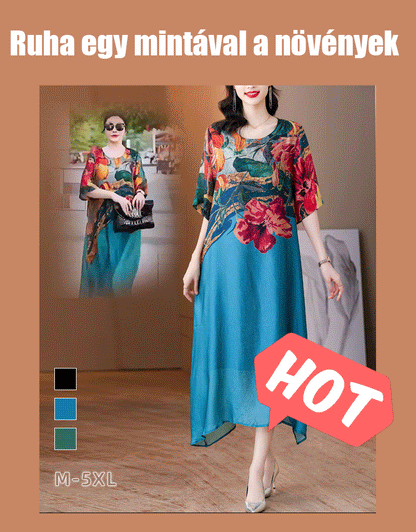 【M-5XL】 Elegáns nyomtatott ruha