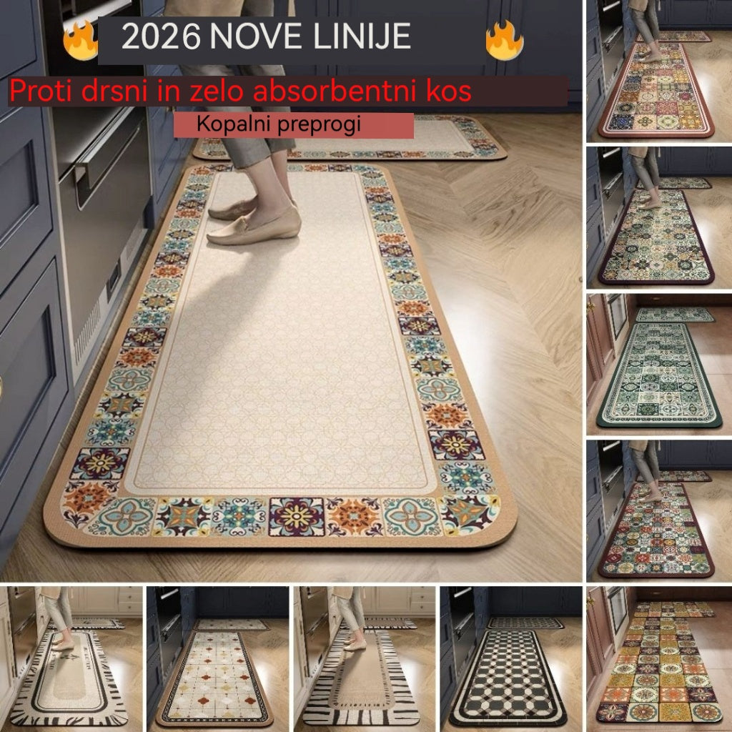 💥💥【40*60+40*120cm】Protizdrsne in zelo vpojne kuhinjske in kopalniške preproge