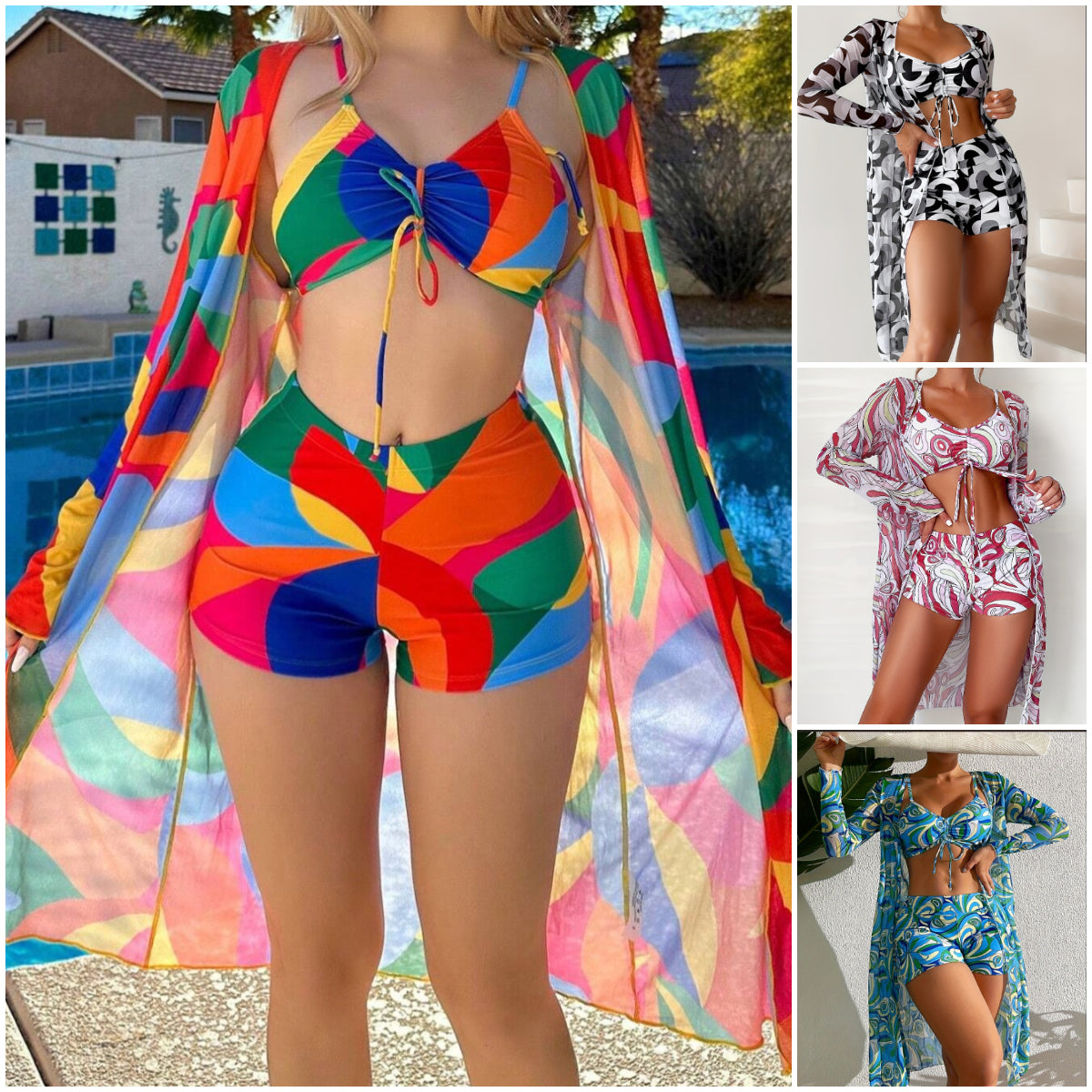 👙 Nowy modny trzyczęściowy kostium kąpielowy, dostępne więcej kolorów