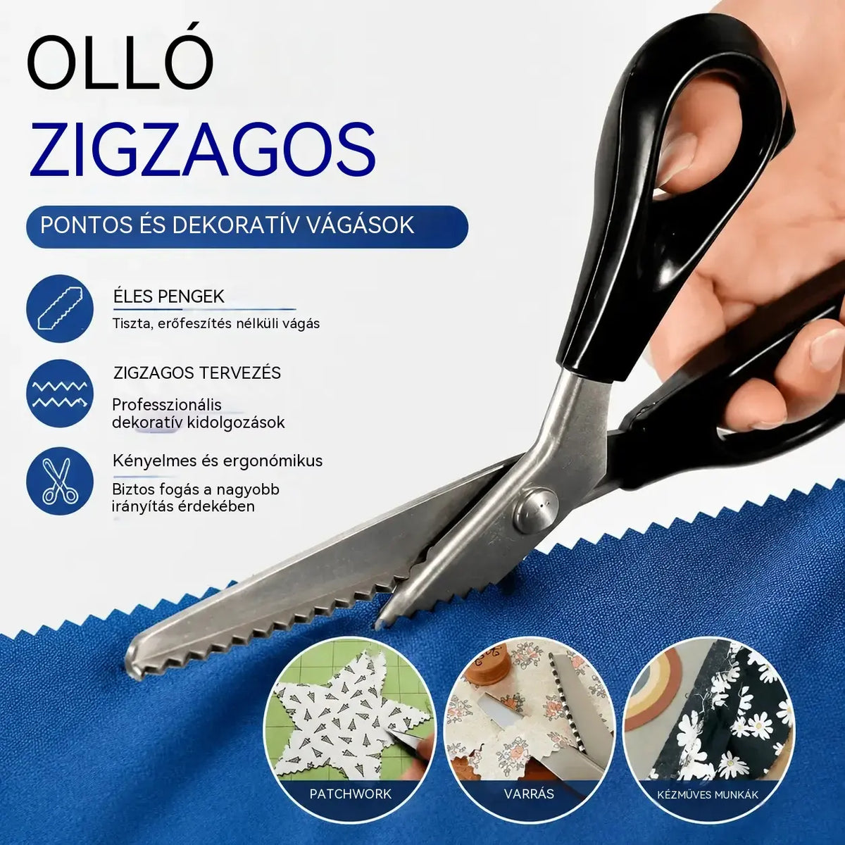 🔥✂️ Recézett textil olló, 5 méretben kapható.