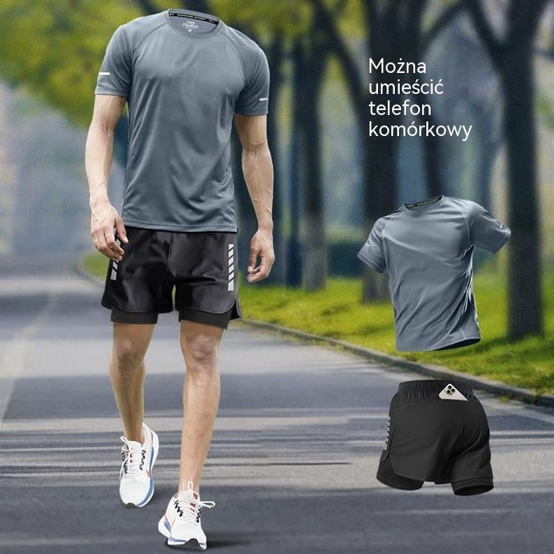 【S-5XL】Letni, nowy, szybkoschnący, sportowy kombinezon z krótkim rękawem z lodowego jedwabiu z 2026 r., odpowiedni do biegania i fitnessu