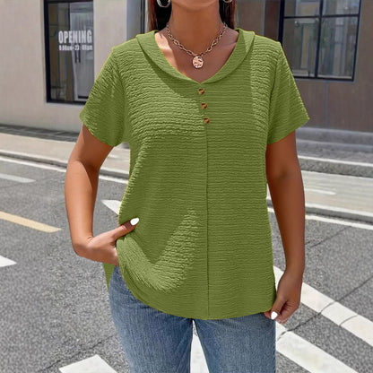 【L-6XL】2026 Nowy Plus Size Jednokolorowy Teksturowany Plisowany T-shirt Damski w Stylu Lalki