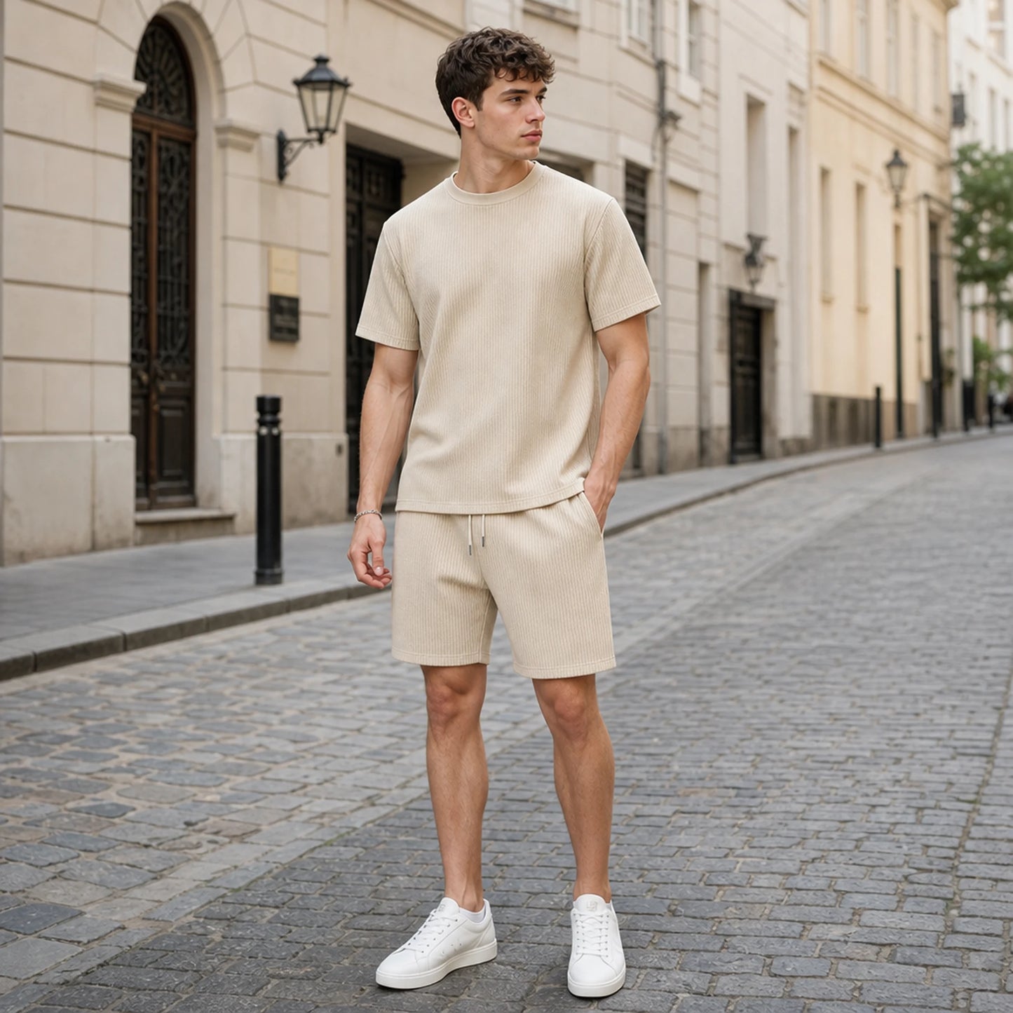 【S-2XL】2026 Nowa modna, teksturowana koszula polo z krótkim rękawem i kołnierzykiem, męska, casualowy garnitur