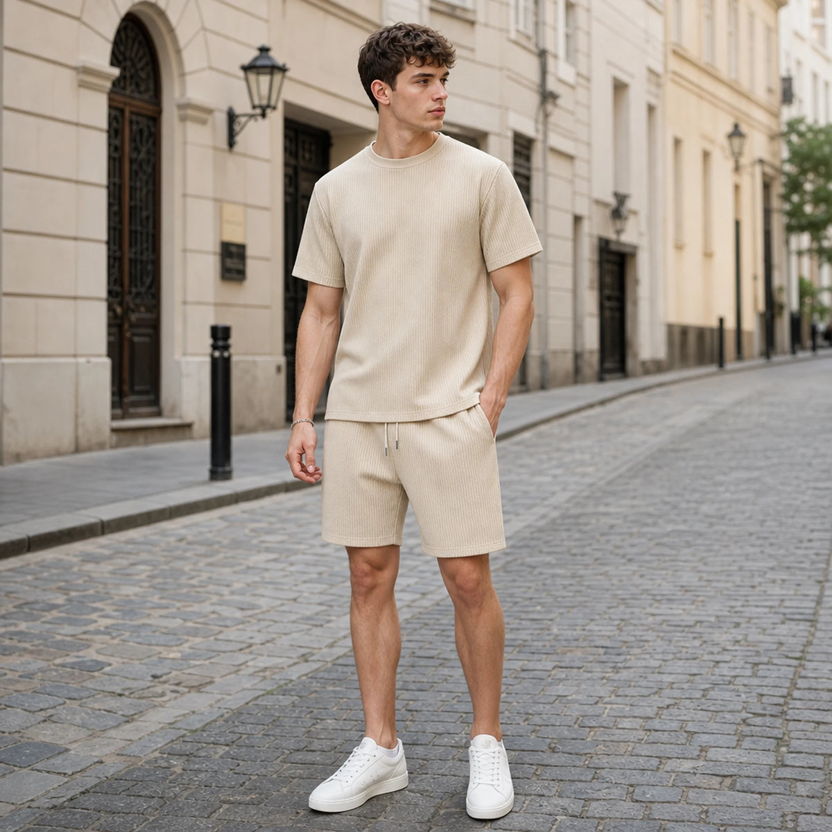 【S-2XL】2026 Nowa modna, teksturowana koszula polo z krótkim rękawem i kołnierzykiem, męska, casualowy garnitur
