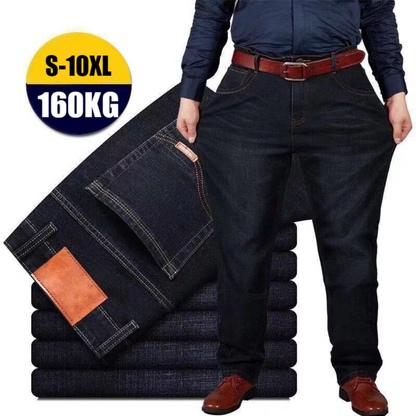 🏆👖【S–10XL】Nagyméretű, rugalmas férfi farmer, laza, bő szárú, egyenes szabású nadrág