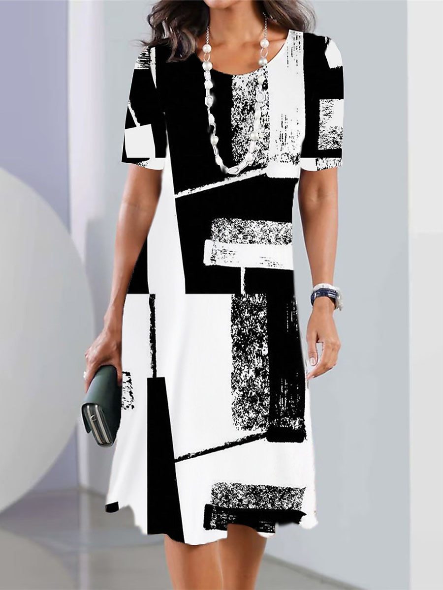 👗【50% kedvezmény】👗2026-es szexi női, nyomott kerek nyakú ruha