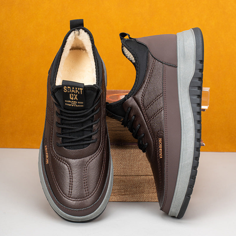 🥾【39-45】Męskie zimowe buty sportowe do rekreacji, ze skóry naturalnej, wodoodporne, z miękką podeszwą i aksamitem