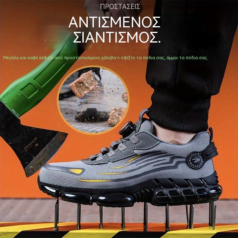 🥾🔥 Μπότες εργασίας, κατάλληλες για καθημερινή χρήση, ανθεκτικές σε χτυπήματα και τρυπήματα, σχεδιασμός με ατσάλινη μύτη, άνετες και προστατευτικές, αντιολισθητικές.