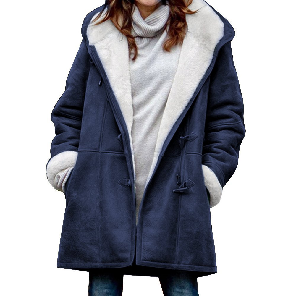🥼🔥💖【50 % popust】[S-5XL] Modna in topla ženska jakna s kapuco iz semiša in volne