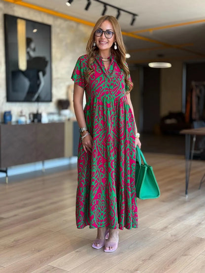 💥50% kedvezmény👗【S-5XL】Női plus size mintás ruha, Kiváló minőségű, kényelmes és divatos ruhák