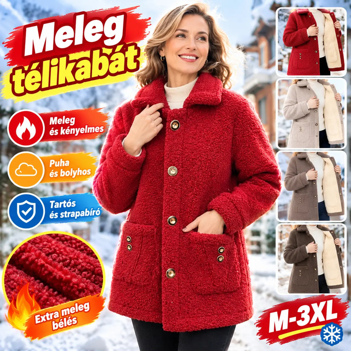 🔥【M-3XL】☃️Női meleg kabát 2026, új divat, bársony, vastag báránygyapjú utánzat